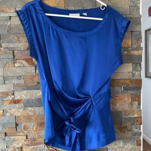 Royal blue tie-front top